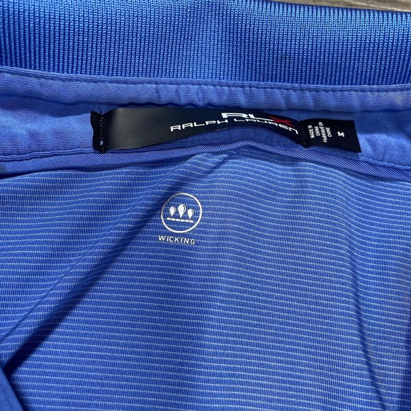 RLX Ralph Lauren Polo Shirt Mens Medium Blue Wicking Golf Performance Stretch - Picture 7 of 9